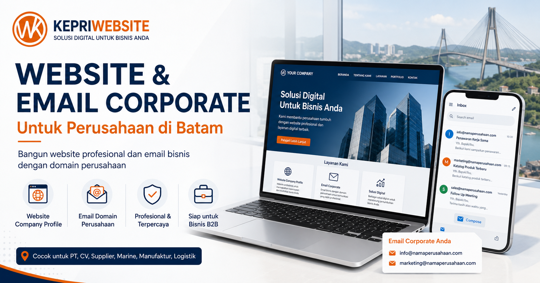 jasa website perusahaan Batam, Jasa Pembuatan Website dan Email Corporate untuk Perusahaan di Batam, KepriWebsite